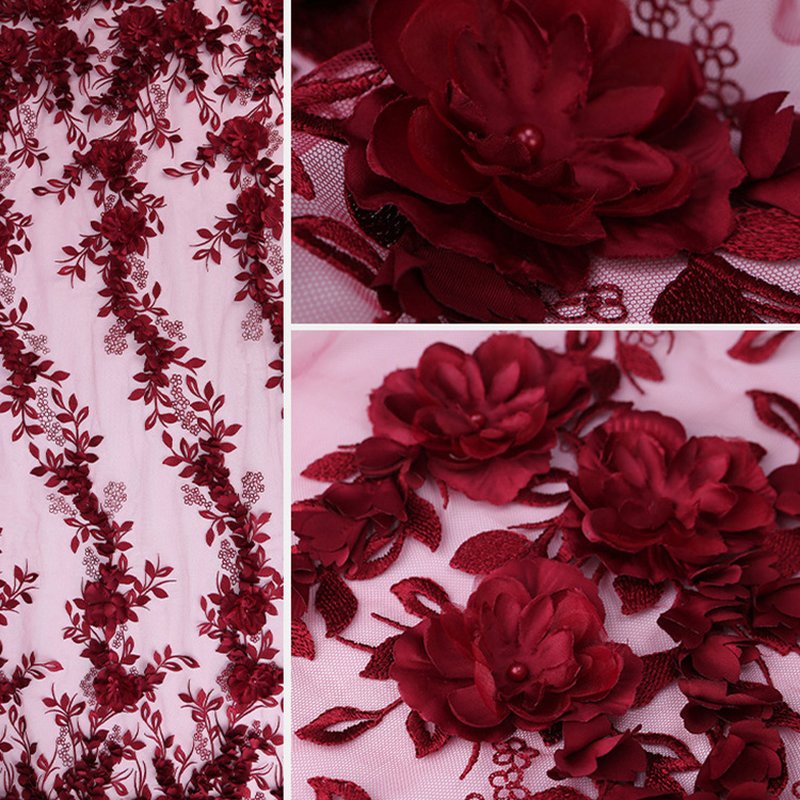 Embroidered Fabric Bridal Evening Polyester Sequin Fabric for Bridal W 12